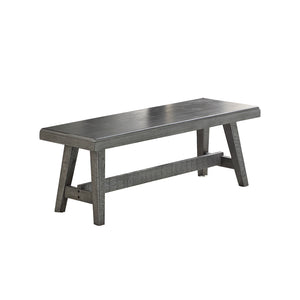 English Elm Sturdy Modern Wood Dining Bench Grey Finish — Durable Rubberwood Frame, Comfortable Seating for Families and Entertaining SR011775