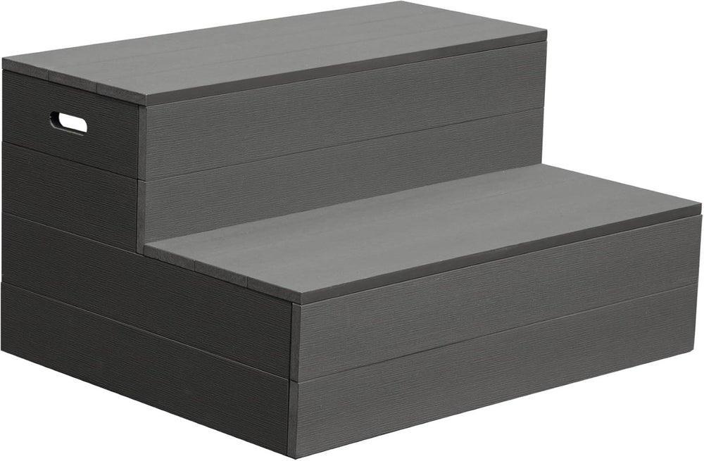 English Elm Hot Tub Aluminum Spa Steps with Wpc Wood Grain Treads and Side Handles 600lb Rated W1859P427405