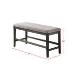 Counter Height Grey Upholstered Bench with Sturdy Wood Frame, Comfortable Seat - 54 x 17 x 24