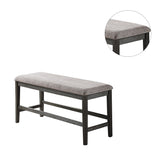 English Elm High Bench With Upholstered Cushion,Grey