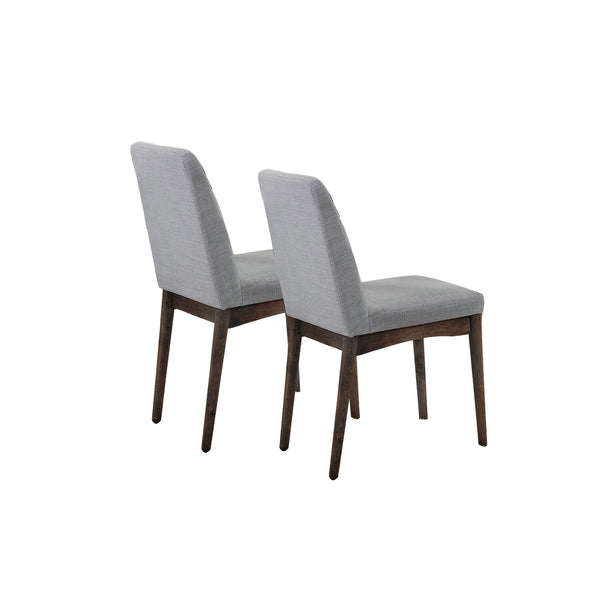 English Elm Grey Fabric Upholstered Dining Chair Set of 2 — Mid-Century Modern Walnut Legs, Plush Foam Comfort SR011805