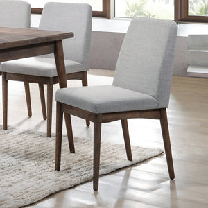 English Elm Grey Fabric Upholstered Dining Chair Set of 2 — Mid-Century Modern Walnut Legs, Plush Foam Comfort SR011805