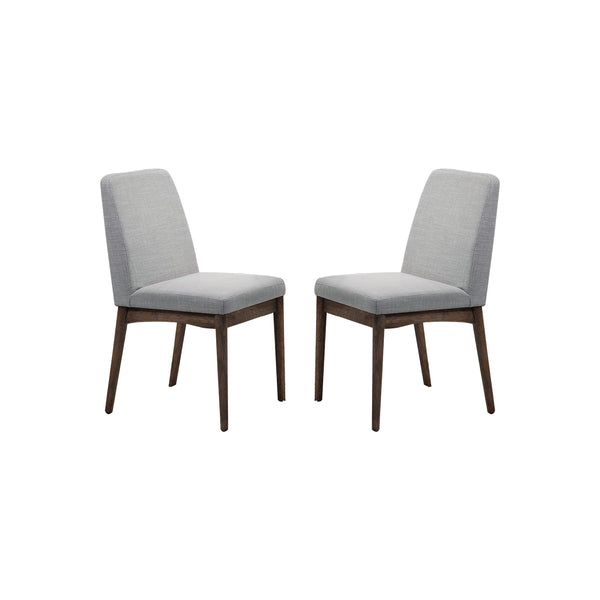 English Elm Grey Fabric Upholstered Dining Chair Set of 2 — Mid-Century Modern Walnut Legs, Plush Foam Comfort SR011805