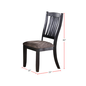 English Elm Dark Dark Coffee Fabric Upholstered Side Chairs Set of 2 — Padded High-Density Foam Seats, Wood Craft Elegance SR011808