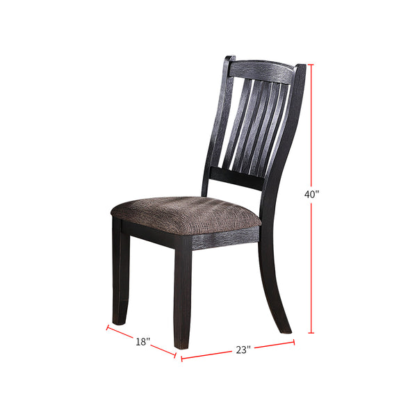 English Elm Dark Dark Coffee Fabric Upholstered Side Chairs Set of 2 — Padded High-Density Foam Seats, Wood Craft Elegance SR011808