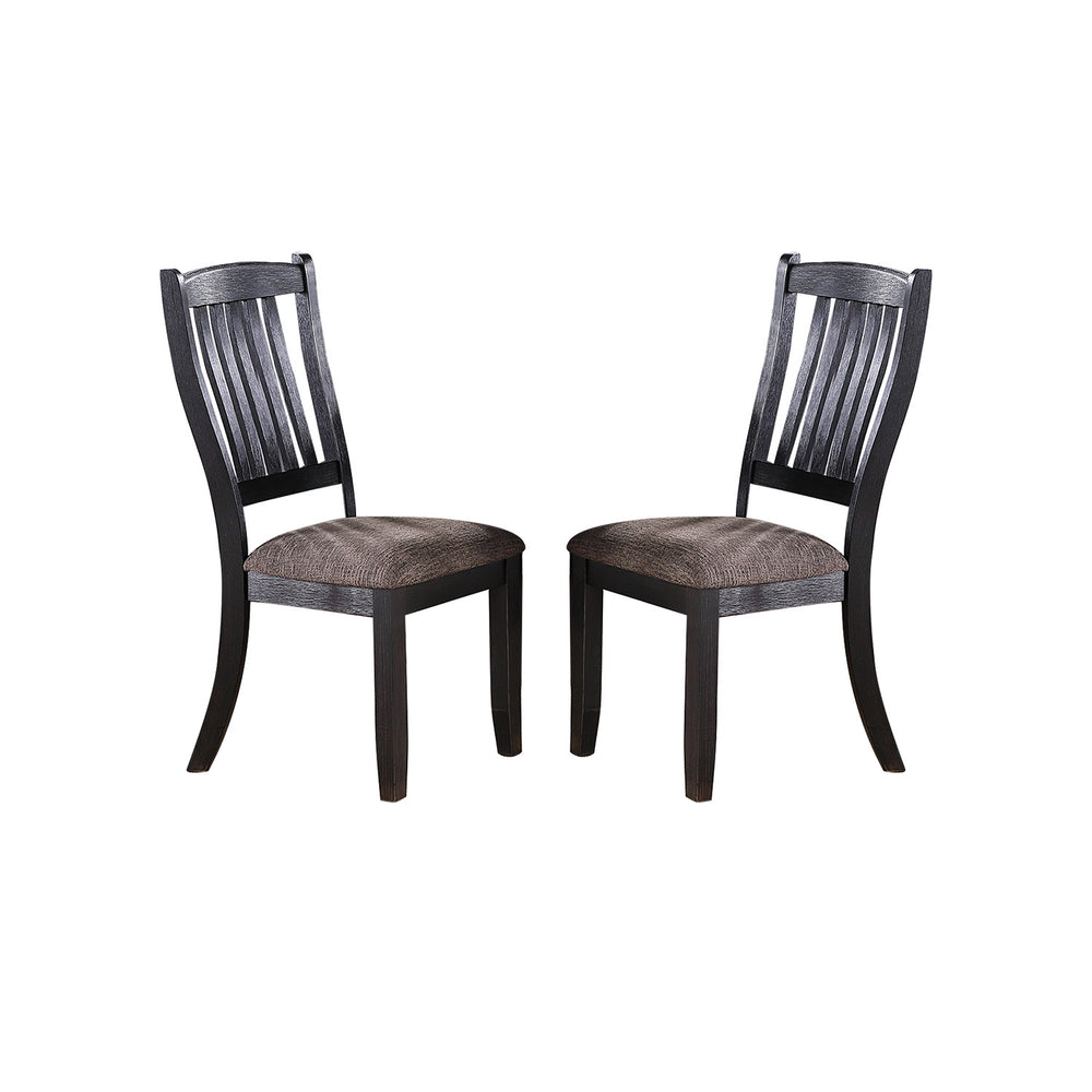 English Elm Dark Dark Coffee Fabric Upholstered Side Chairs Set of 2 — Padded High-Density Foam Seats, Wood Craft Elegance SR011808