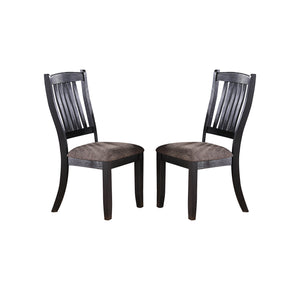 English Elm Dark Dark Coffee Fabric Upholstered Side Chairs Set of 2 — Padded High-Density Foam Seats, Wood Craft Elegance SR011808
