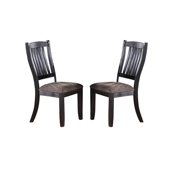 English Elm Dark Dark Coffee Fabric Upholstered Side Chairs Set of 2 — Padded High-Density Foam Seats, Wood Craft Elegance SR011808