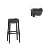 English Elm Black Pu Upholstery Bar Stool, Set Of 2