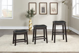 English Elm Black Pu Upholstery Bar Stool, Set Of 2