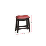 Set of 2 Burgundy PU Upholstery Stools with Fixed Footrests and Nailhead Trim, 150 lbs Weight Capacity