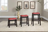 English Elm Burgundy Pu Upholstery Stool, Set Of 2