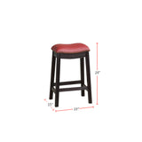 Burgundy PU Upholstery Counter Stools with Nailhead Trim - Set of 2, Fixed Footrests, 250 lbs Capacity