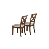 English Elm White Fabric Upholstery Wood Side Chairs, Brown