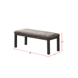 English Elm Fabric Upholstery Dining Bench, Dark Grey