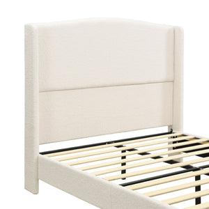 English Elm Full Platform Bed Tall Teddy Velvet Headboard Solid Wood Legs No Box Spring Needed W1716P419743