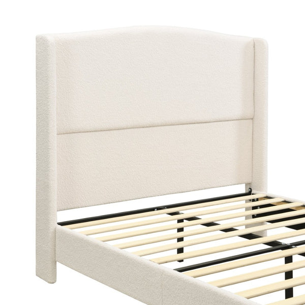 English Elm Full Platform Bed Tall Teddy Velvet Headboard Solid Wood Legs No Box Spring Needed W1716P419743