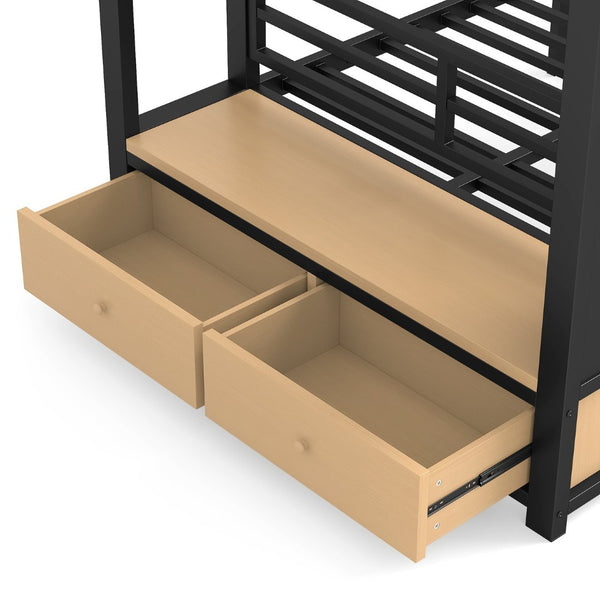 English Elm Full Size Pine Loft Bed House Frame with Slide Bookshelves and Moon Star Rails W1580S00589