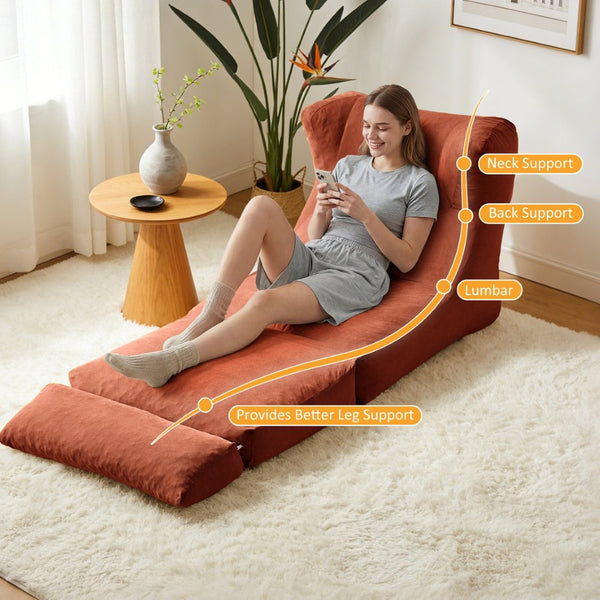 English Elm Cloud Corduroy Sleeper Chair Foldable High Density Foam Seat for Small Space Living Orange W1765P448612