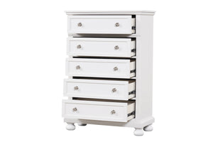 English Elm Meade Contemporary 5-Drawer Chest with Felt-Lined Top, Dovetail Construction & Wood Feet for Style White 39.5 L x 53 W x 20.5 H B078P301541