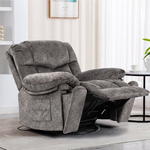 English Elm Swivel Recliner Chair with 8-Point Massage, Lumbar Heat, 360° Swivel, Rocking, USB & Cup Holders Grey W1403P172912