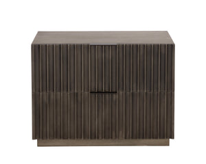 Sunpan Carlin Nightstand - Bold Mango Wood Design with Sculpted Drawers and Modern Aluminum Handles Taupe