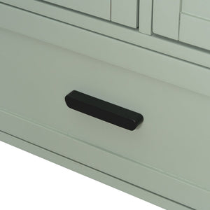 English Elm Modern 24 Inch Bathroom Vanity Solid Wood Cabinet with Ceramic Sink and Soft Close Storage Green N729P292859F