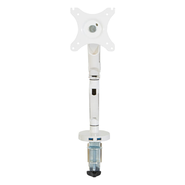 OSP Home Furnishings Single Monitor Arm with Gas Lift and Full Articulation for Ergonomic Desk Setup White A2MAS1730-WH