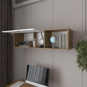 English Elm Tuckerman Wall Cabinet in White & Macadamia — Slim 52" Engineered Wood, Silent-Closing, Space-Saving Storage B092P286112