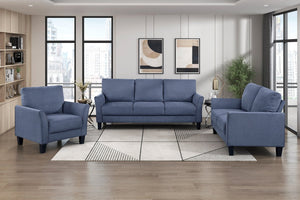 English Elm Modern Upholstered Sofa with Plush Cushions and Solid Wood Frame for Stylish Durable Comfort Blue 67.5 L x 26 W x 18 H B011P379439