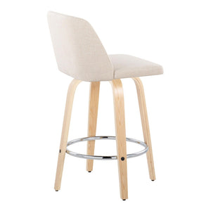English Elm Toriano 26" Swivel Counter Stool Set Of 2 In Natural Wood & Cream Fabric - Modern Comfort For Dining B202S00415-GIGA