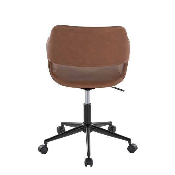 English Elm Margarite Ergonomic Task Chair in Brown Faux Leather with Black Metal Base, Swivel, Adjustable Height B202P223916