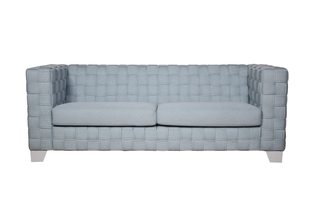 English Elm Saree Teal Chenille Sofa with White Legs Tailored Tight Back for Modern Living Rooms B2726P453250