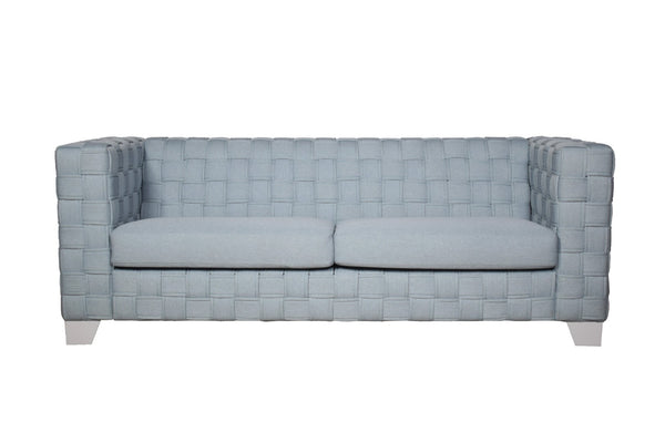 English Elm Saree Teal Chenille Sofa with White Legs Tailored Tight Back for Modern Living Rooms B2726P453250