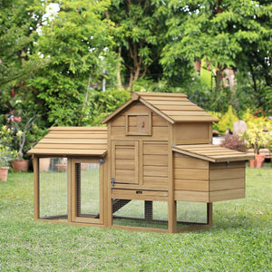 English Elm Pawhut Solid Fir Elevated Chicken Coop with Nesting Box and Run for Backyard Flocks W2225P217057
