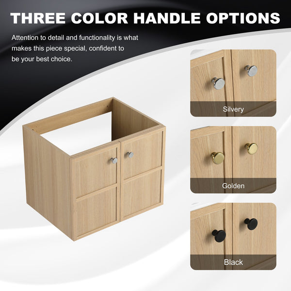 English Elm 24" Wall Vanity Cabinet Oak Finish, Wall-Mounted Floating Design, 2 Soft-Closing Doors, Plywood W1972P265272