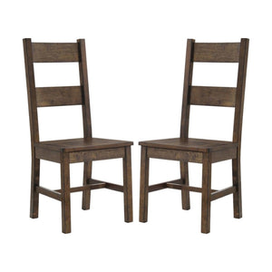 English Elm Set Of 2 Rustic Wooden Dining Chairs - Classic Farmhouse Style In Elegant Golden Brown Finish B016P223112-GIGA