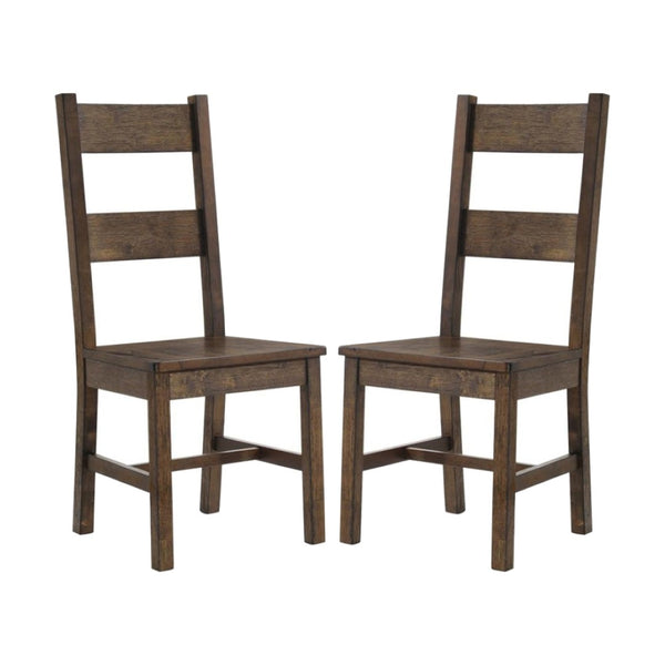 English Elm Set Of 2 Rustic Wooden Dining Chairs - Classic Farmhouse Style In Elegant Golden Brown Finish B016P223112-GIGA