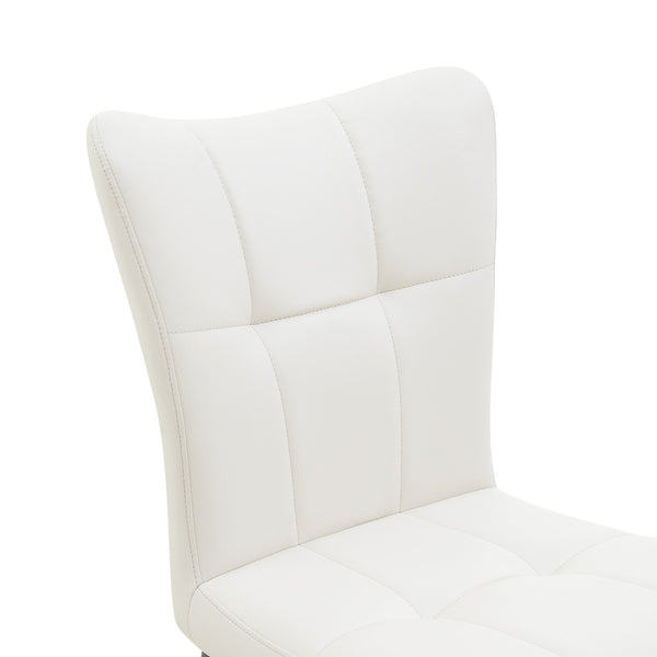 English Elm Set of 2 Dining Chairs with Thick Cushions and PU Leather Upholstery — Modern Sturdy Iron Frames for Home & Restaurant Seating Black,White N842P300566K