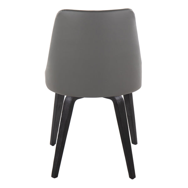 English Elm Marche Contemporary Accent Chairs Set Of 2 - Stylish Grey Faux Leather With Black Wood Legs For Dining B202S01251