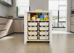 English Elm Kitchen Island With Storage On Wheels - Versatile Mobile Cart For Crafts, Coffee, And Dining Spaces W3062P289218