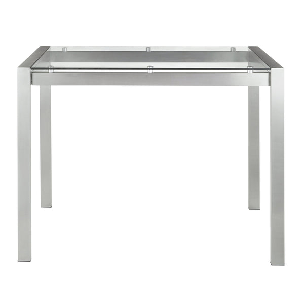 English Elm Fuji Contemporary Counter Table - Sleek Stainless Steel & Clear Glass For Modern Dining Spaces B202P223307