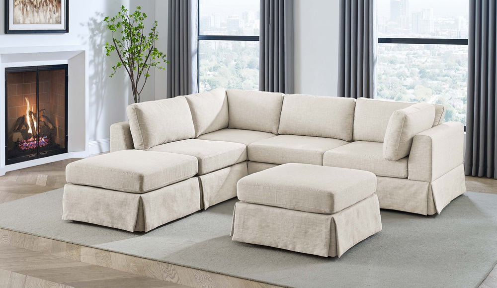 English Elm 6-Piece Upholstered Sectional - Cozy Modular Design With Removable Slipcovers Perfect For Any Space B343S00015