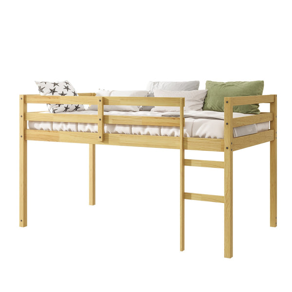 English Elm Solid Twin Loft Bed with Ladder and Reinforced Slats for Storage-Friendly, Space-Saving Bedrooms Natural W504P190954