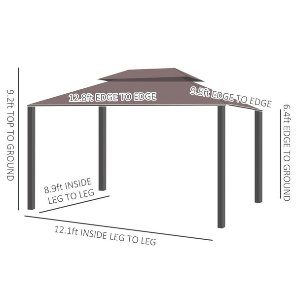 English Elm Pop up Hexagonal Gazebo with Mesh Sidewalls Powder Coated Steel Frame Outdoor Canopy T3971P384310