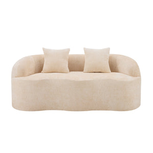 English Elm Beige Curved Loveseat Sofa with Round Arms, 2 Pillows, Foam+Spring Comfort, No Assembly, Compact Stylish Seating W3612P348747