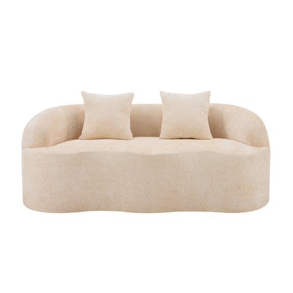 English Elm Beige Curved Loveseat Sofa with Round Arms, 2 Pillows, Foam+Spring Comfort, No Assembly, Compact Stylish Seating W3612P348747