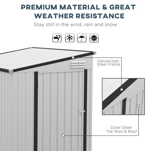 English Elm Outsunny Lean to Galvanized Steel Outdoor Storage Shed with Lockable Door and Air Vents W2225P229424