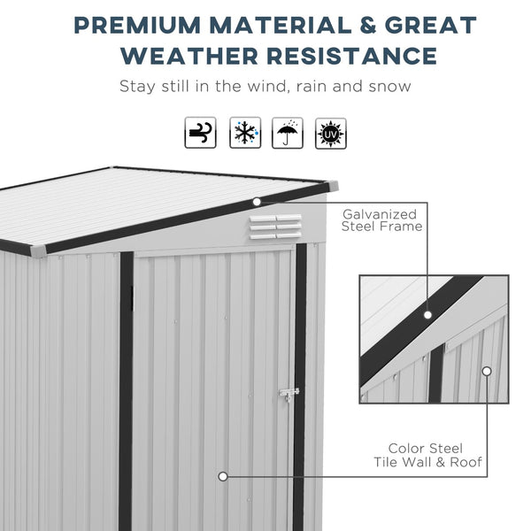 English Elm Outsunny Lean to Galvanized Steel Outdoor Storage Shed with Lockable Door and Air Vents W2225P229424