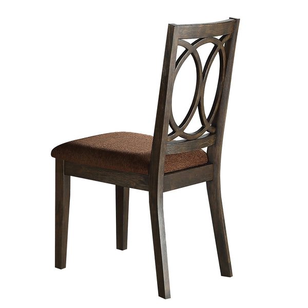 English Elm Brown Padded Side Chair Set of 2 with Beige Fabric Upholstery and Sleek Black Legs for Dining Comfort and Style Espresso B062P209261